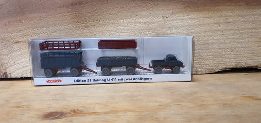 Wiking Unimog 411 mit zwei Anhänger