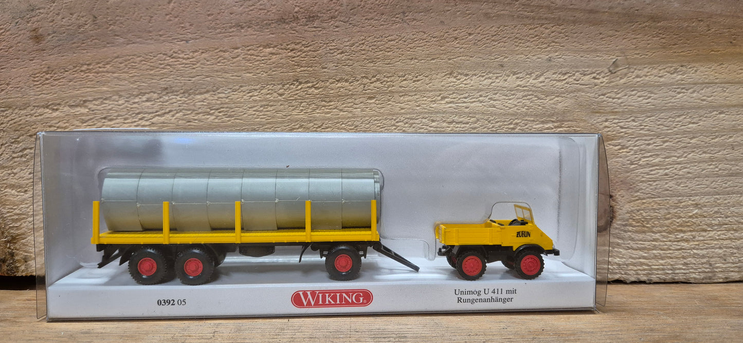 Wiking Unimog 411 mit Rungenanhänger Züblin